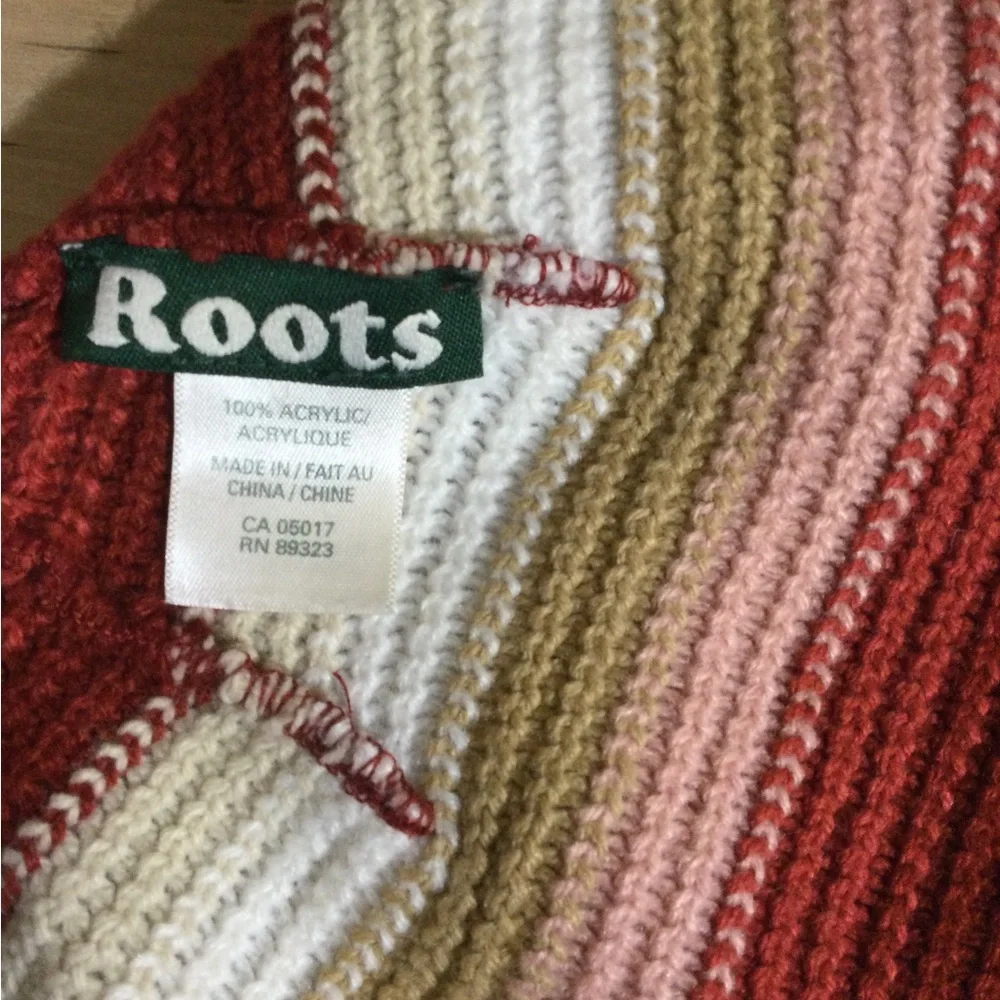 Roots Striped Kids Hat - Red, White, Tan